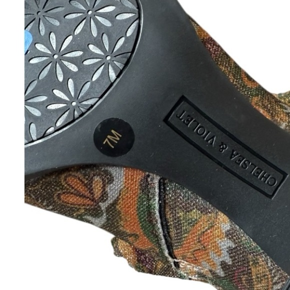 Chelsea & Violet Zayla Green Sparkle Floral Print Tall Boots NEW Retro Groovy 70 - Picture 9 of 14